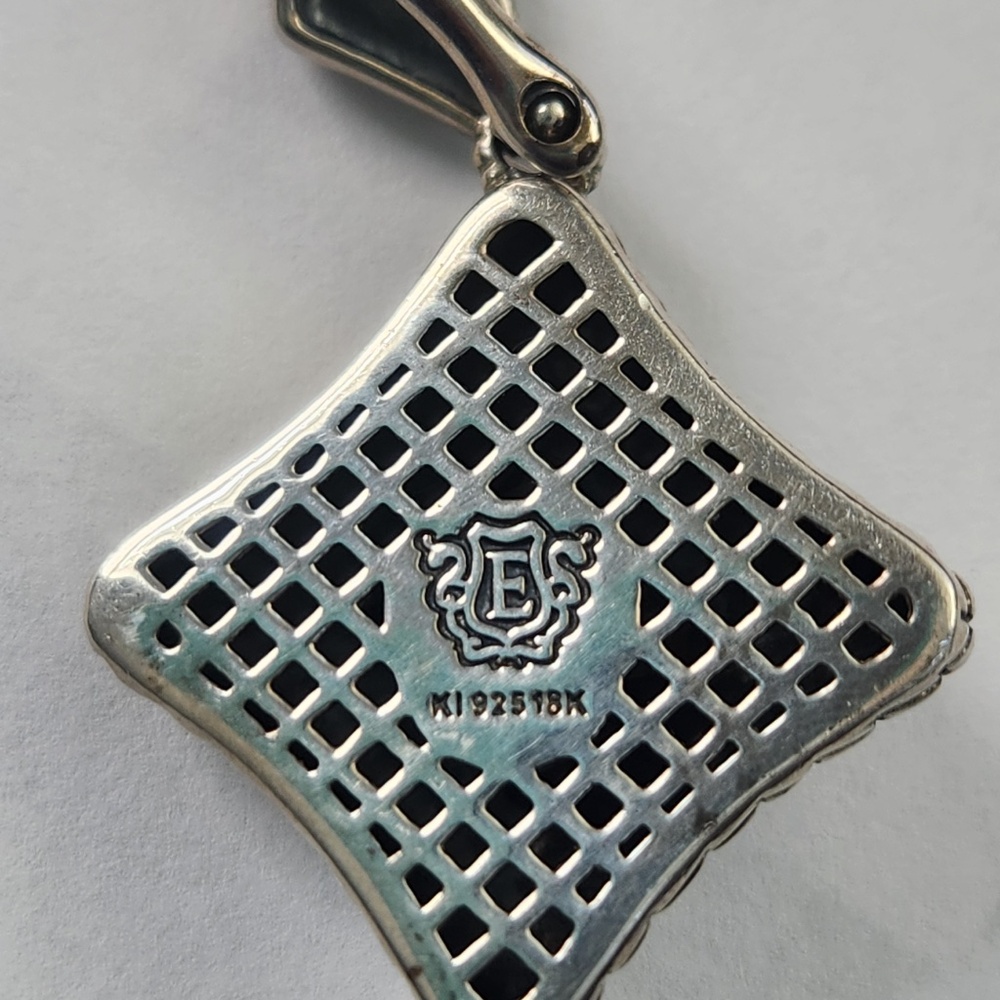 ELEGANZA Smoky Quartz, Diamond, 925 Silver, 18K gold pendant, preloved - Picture 2 of 15